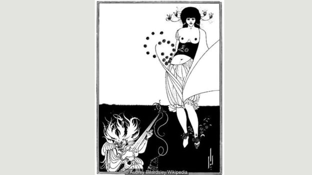 1893'te yaptığı Göbek Dansı litografisinde olduğu gibi Aubrey Beardsley siyah-beyaz baskı resimlerinde baştan çıkaran kadın fikrinin yerleşmesine katkıda bulunmuştu.