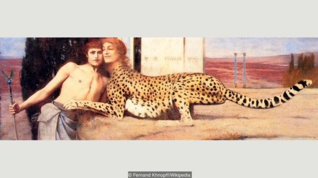 Fernand Khnopff'un 'Okşamalar' adıyla da bilinen 'Sanat' tablosu