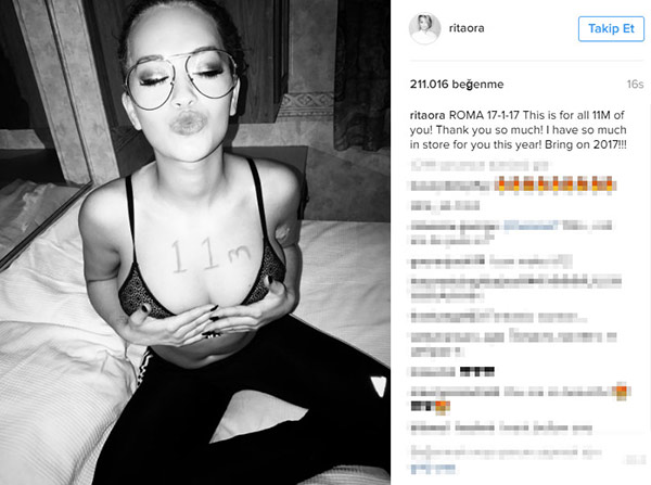 Rita Ora'nın 11 milyon kutlaması