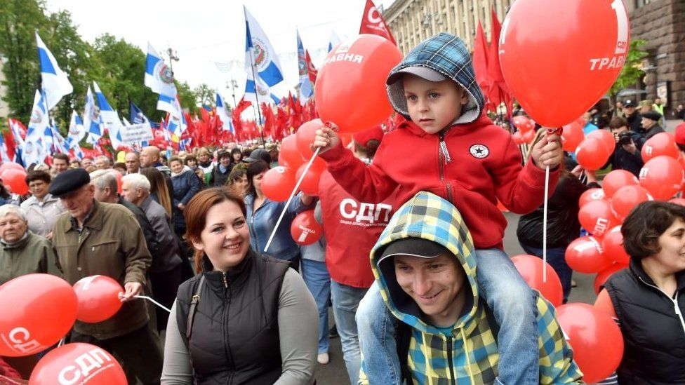 Ukrayna'nın başkenti Kiev'de 1 Mayıs kutlamaları