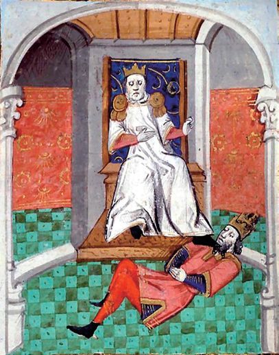 Ortaçağ Fransası’nda bir çizim: Alparslan, esir aldığı Bizans İmparatoru Romen Diyojen’i aşağılıyor