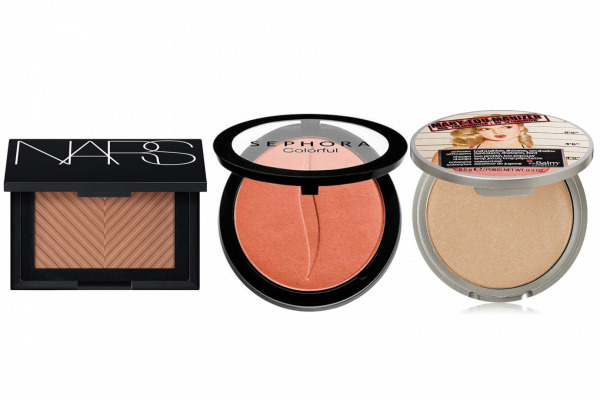 Nars Sun Wash Diffusing Bronzer, Casino - Sephora Collection Colorful Face Powders, 27 Charmed - The Balm Highlighter, Mary Lou Manizer Sıcak Turuncu