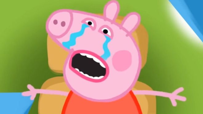 YouTube'daki sahte Peppa Pig çizgi filminde, karakterin dişi çekiliyor ve ağlıyor.