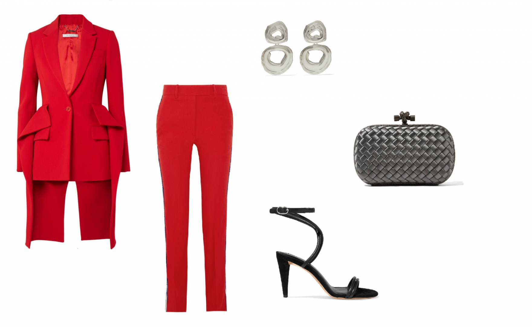Ceket: Givenchy Pantolon: Calvin Klein Ayakkabı: Isabel Marant Çanta: Bottega Veneta Küpe: Leigh Miller