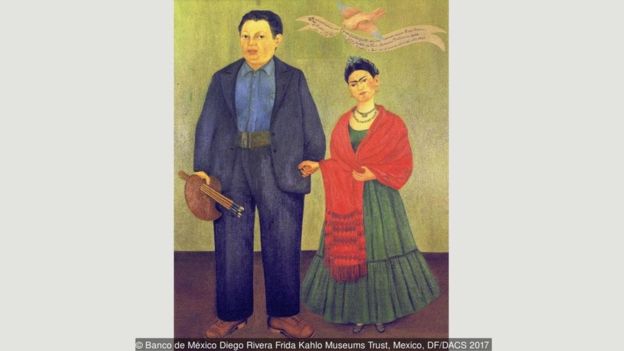 Kahlo'nun 1931'de yaptığı bu resim sorunsuz bir evlilik tablosu olmaktan uzak görünüyor.