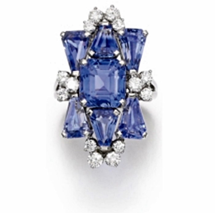 Sapphire and diamond ring, Oscar Heyman & Brothers, circa 1950