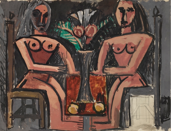 Pablo Picasso - DEUX FEMMES ASSISES (RECTO) ÉTUDE POUR 'L'OFFRANDE' (VERSO) - 1,089,000 GBP 