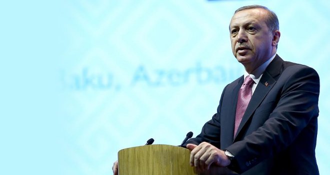 "Cumhurbaşkanı Recep Tayyip Erdoğan, Bakü Kongre Merkezi'nde "Birleşmiş Milletler Medeniyetler İttifakı 7. Küresel Forumu" açılış toplantısına katıldı. "